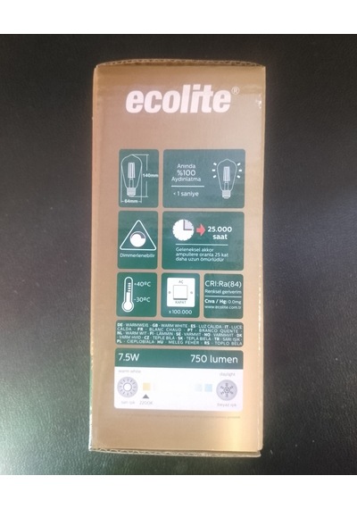 Ecolite E27 7,5w Gold Led Fılament Dimmerli Sarı Işık Led Ampul
