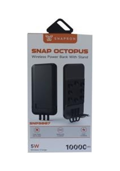 Snapmax Snp-3007 10.000 Mah Siyah Vantuzlu Kablosuz Ve 3in1 Kablolu Powerbank Siyah