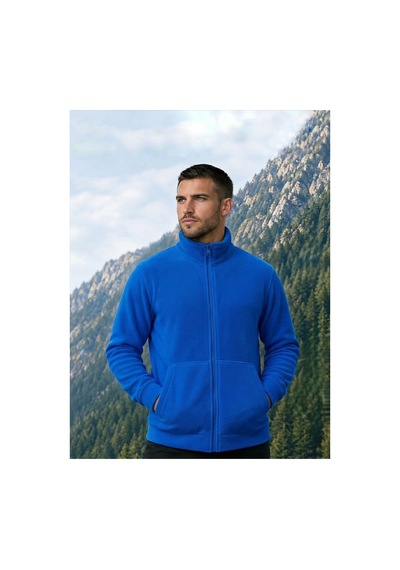 Givoria Erkek Kışlık Fermuarlı Cepli Polar Hırka Outdoor Mavi Mavi