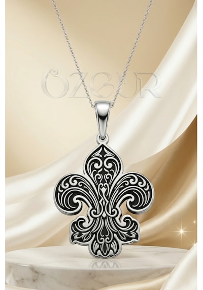 925 Ayar Gümüş Fleur De Lis Zambak Kolye