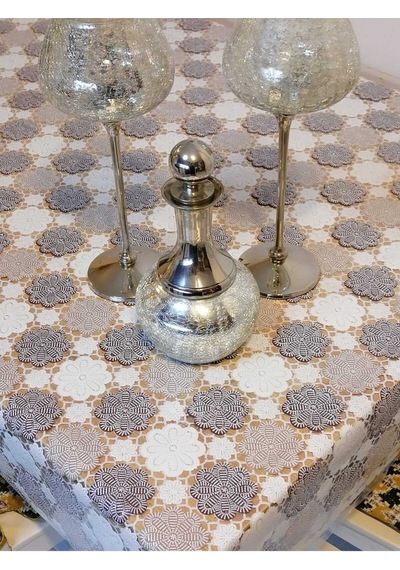 İthal Pvc Muşamba - Desenli Silinebilir Masa Örtüsü 11lace006 Renkli