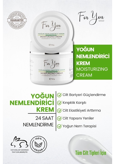 Su Bazlı Normal Ve Kuru Ciltler Için Yoğun Nemlendirici Krem Aloe Vera Hyaluronic Acid 50 Ml
