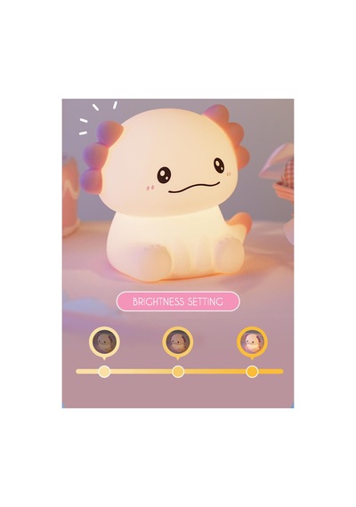 Sevimli Axolotl Gece Lambası Beyaz Beyaz