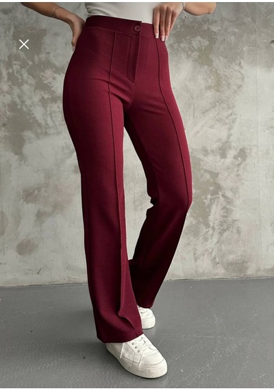Asur Boutique Asur Butik Kadın Yüksek Bel Likralı Kaliteli Palazo Pantolon Bordo