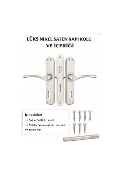 Bravo Aynalı Oda Kapı Kolu Ve Sessiz Gömme Kilit Nikel Oda 40mm 1 Kapı