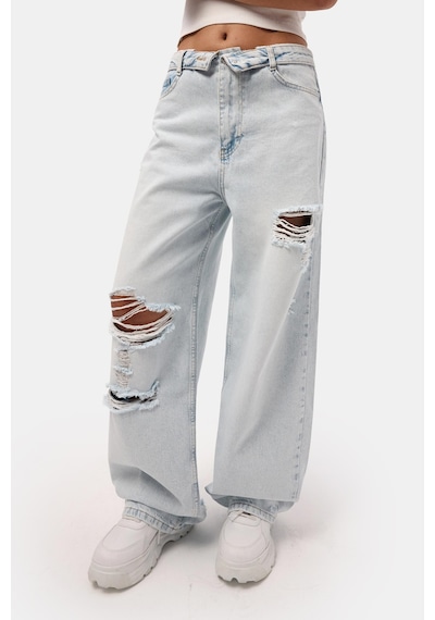 Kadın Ice 12s6-100 Straight Fit Kemer Detaylı Özel Tasarım Denim Jean Buz Mavi