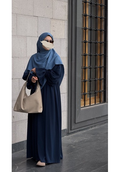 Qalortex Scarf Premium Jakarlı Hüma Büyük Boy Eşarp -indigo