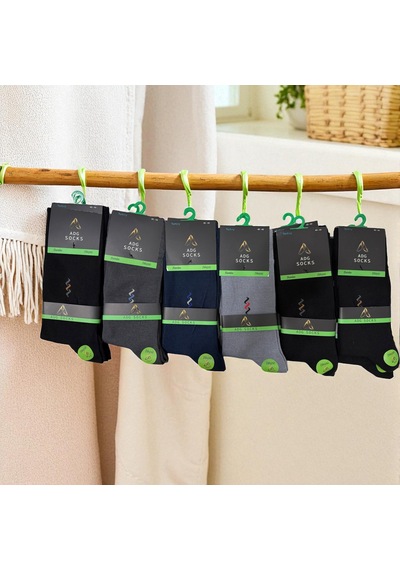 Adg Socks Erkek Uzun Dikişsiz Bambu Çorap 6'lı Ve 12'li Çok Renkli