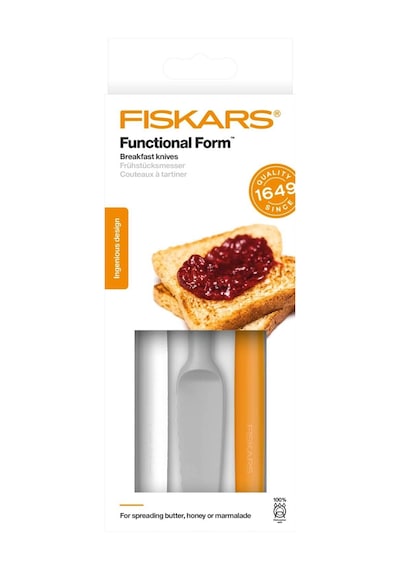 Fiskars Fruehstuecksmesser 3 Parça, Toplam Uzunluk: 22 Cm, Plastik, Beyaz/turuncu/gri, Fonksiyonel Form, 1016121 Diğer