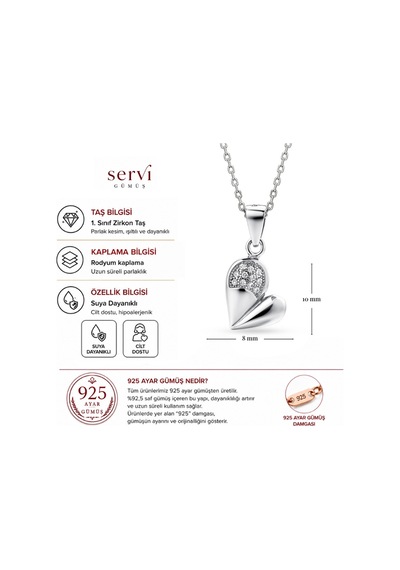 Servi 925 Ayar Gümüş Pure Heart Kolye-14