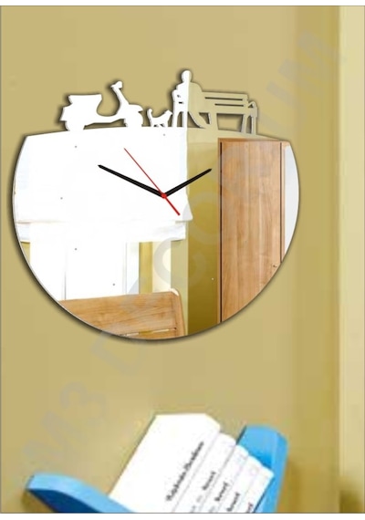 M3 Decorium Nostaljik Hediye Ayna Saat Beyaz