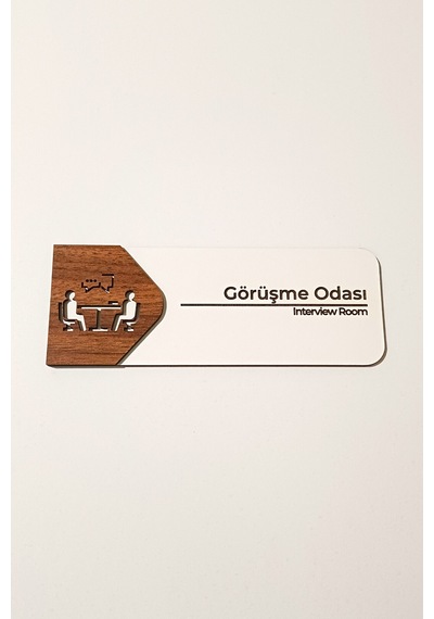 Görüşme Odası Kapı Tabelası Mdf Ofis Yönlendirme Levhası 19x7 Cm