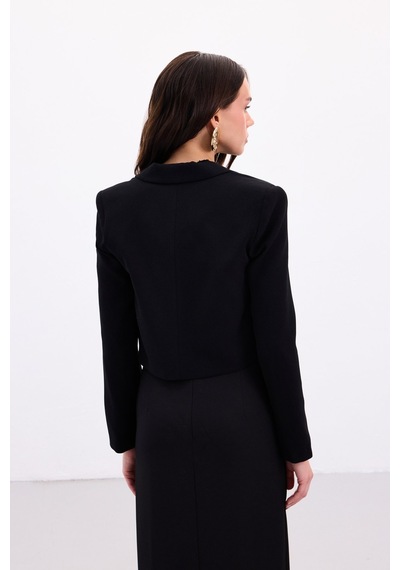 Sateen Luna Kısa Ceket - Siyah-136880 Siyah