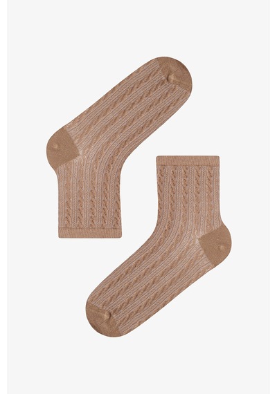 Penti Geometric Jacquard 5li Soket Çorap Kahve