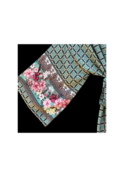 Lila Mare Geometrik Çiçekli Kimono Renkli Renkli