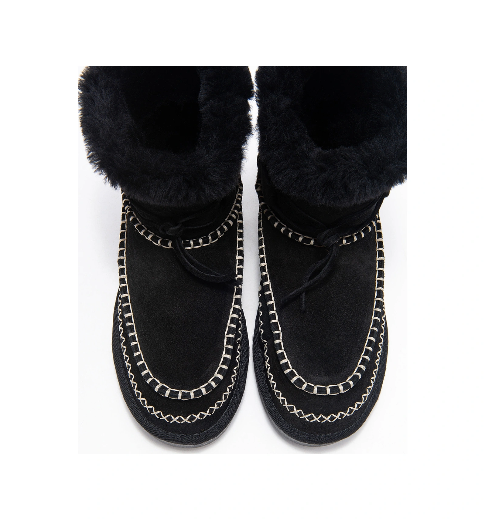 Luvishoes Luvi Shoes Jorel Siyah Süet Hakiki Deri Dikişli Kürklü Kadın Bot Siyah Süet