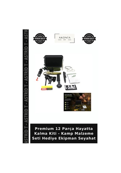 Premium 12 Parça Hayatta Kalma Kiti - Kamp Malzeme Seti Hediye Ekipman Seyahat Çok Renkli