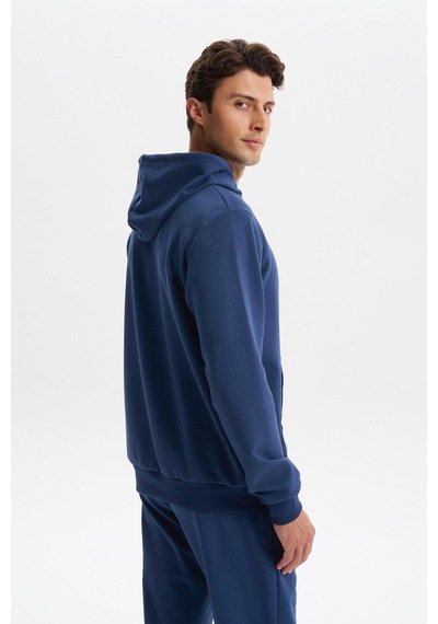 AR-MA Arma Erkek Slim Fit Örme Interlok Kapüşonlu Kanguru Cepli Sweatshirt Yazı Baskılı %80 Pamuk %14 Polyester %6 Elastane K30254685102 İndigo-i1