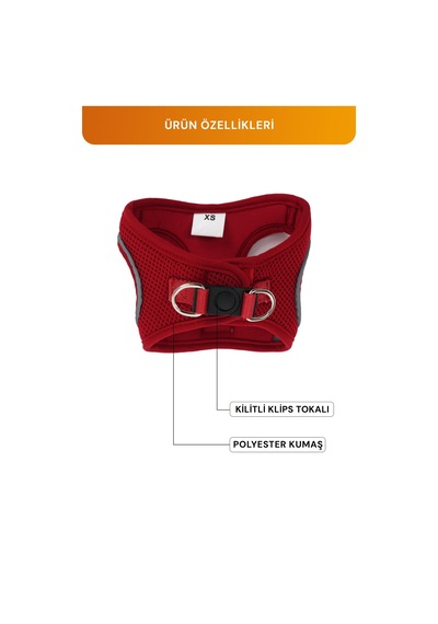 Kediler Ve Köpekler İçin Rahat, Dayanıklı Göğüs Tasması Xs Kırmızı