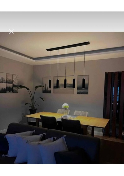Dekoratif 5 Li Ada-masa Üstü Metal Sarkıt 23 Cm Texture Siyah Günışığı Ampullü