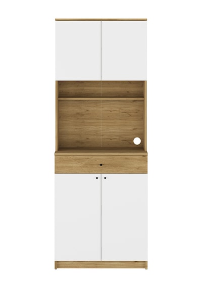 Lungo 4 Kapaklı Çok Amaçlı Kahve Köşesi - Florida Meşe/ Beyaz 72x195x45 cm