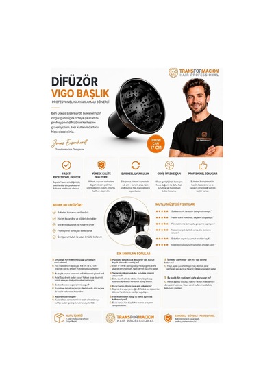 Transformacion Isı Ayarlamalı Fön Için Difüzör Başlık Dönerli Profesyonel Siyah, 721554 Genel
