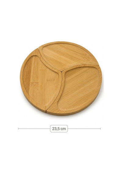 Circle - 3 Parça Bambu Çerezlik Sunumluk 21 Cm Bambu