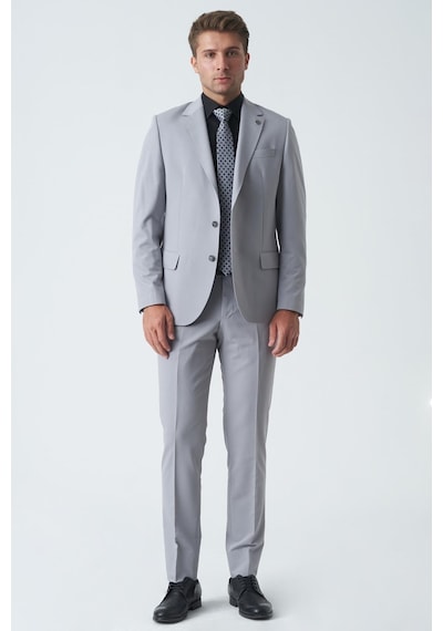 White Stone Chelmsford T2456 Slim Fit 6 Drop Düz Takım Elbise A.gri-a.gri Açık Gri