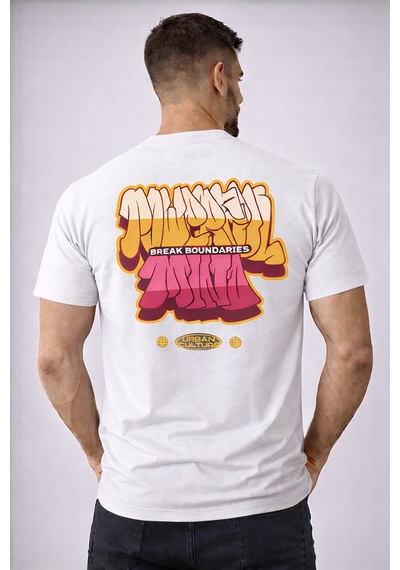 Herkesemoda Break Boundaries Yazı Detaylı Basic T-shirt Beyaz