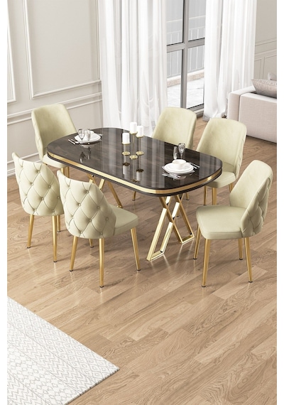 Canisa Afe Serisi 90x168 Lak Panel Antrasit Ironi Gold Ayak Masa Takımı 6 Krem Sandalye Antrasit İroni Masa Krem Sandalye Ayaklar Gold Canisa Afe Serisi 90x168 Lak Panel Antrasit Ironi Gold Ayak Masa Takımı 6 Krem Sandalye Antrasit İroni Masa Krem Sandalye Ayaklar Gold