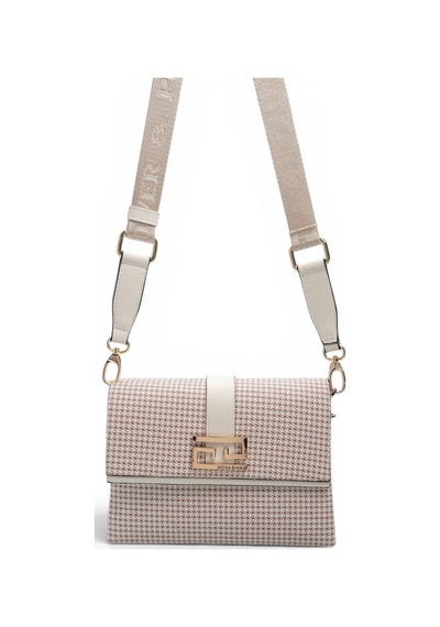 Silver & Polo Silver Polo Bordo - Kemik Kaz Ayağı Ekose Kadın Çapraz Çanta Sp1009
