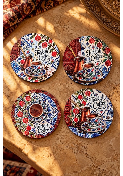 Türk Kahvesi & Çini Desenli Türk Desenleri, Kahve Temalı 4 Lü Bardak Altlığı Set 9 Cm, 3 Mm Ahşap Mdf, Dijital Baskı - 930627091 Diğer Türk Kahvesi & Çini Desenli Türk Desenleri, Kahve Temalı 4 Lü Bardak Altlığı Set 9 Cm, 3 Mm Ahşap Mdf, Dijital Baskı - 930627091 Diğer