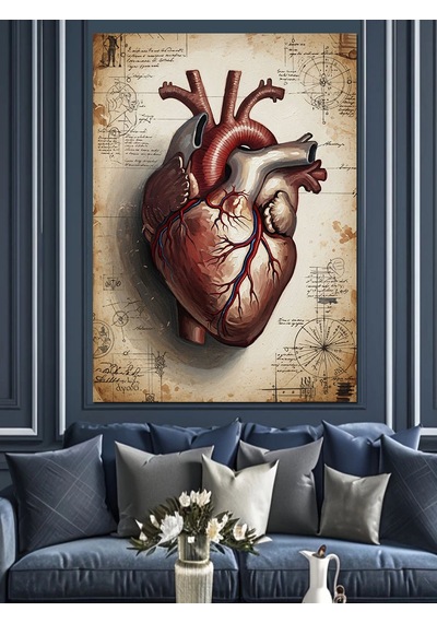 Ahşap Tablo Anatomik Kalp Ve Klasik Yazılar