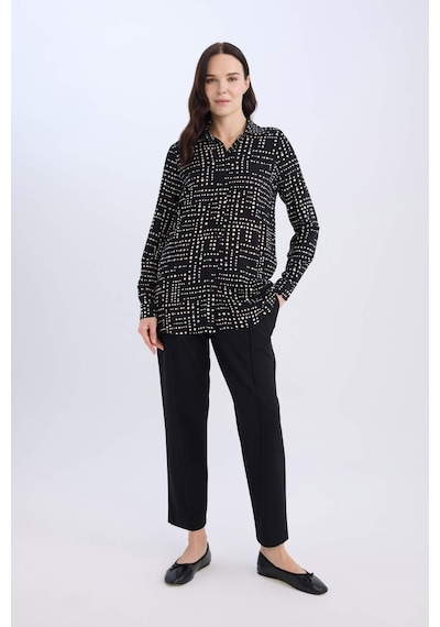 DeFacto Loose Fit Desenli Uzun Kollu Gömlek Tunik T0609AZ25SPBK81