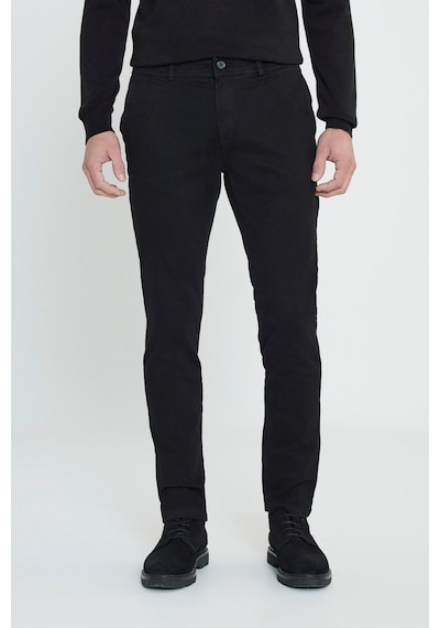 George Henry Pamuklu Slim Fit Dar Kesim Yan Cepli Esnek Chino Pantolon Siyah
