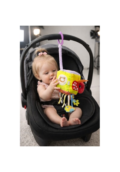 Toys2you Montessori Eğitici Küp Aynalı ve Dişlikli Bebek Arabası Puset Oyuncağı Kırmızı - Sarı - Siyah