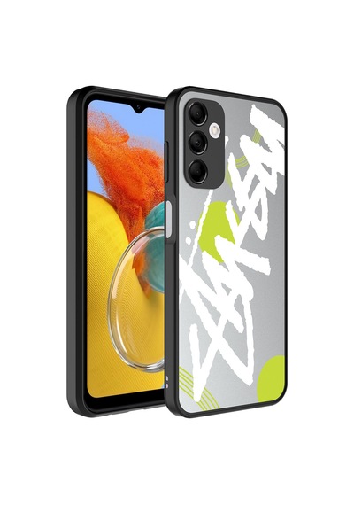 Samsung Galaxy Uyumlu M14 Kılıf Aynalı Desenli Kamera Korumalı Parlak Zore Mirror Kapak - Yazı