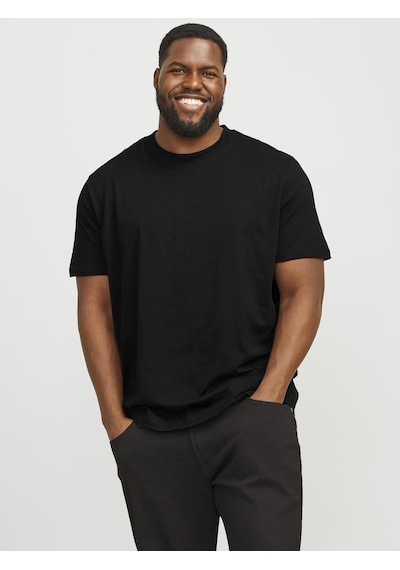 Jack & Jones Büyük Beden Düz Bisiklet Yaka Tişört - Bradley - 12250623 Black Siyah