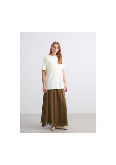 Lc Waikiki Alıta Cıty Farkıyla Lcw Modest Haki Düz Uzun Kadın Etek Haki - 931504791 Haki
