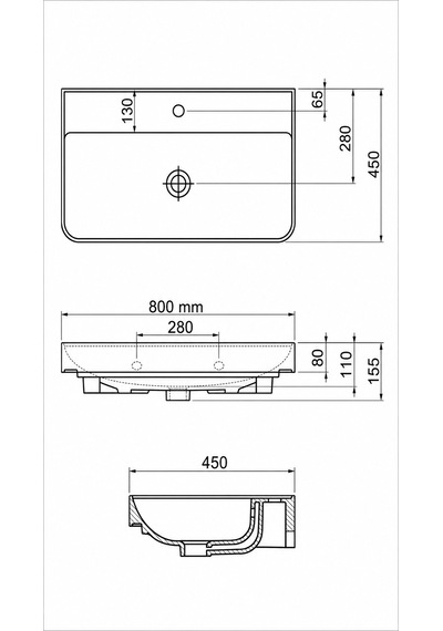 Etejerli Lavabo Beyaz 3080