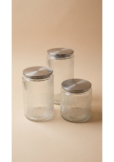 3 Lü Metal Vakum Kapaklı Cam Saklama Kabı Seti 1000 Ml 1500 Ml 2000 Ml Fitilli Cam Kavanoz Çok Renkli