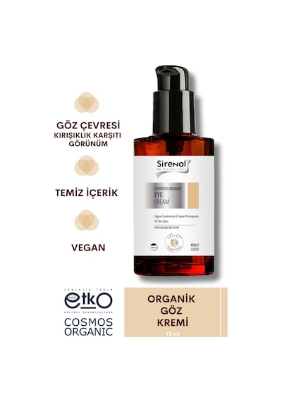 Sirenol Organik Sertifikalı  Göz Kremi 15 ML