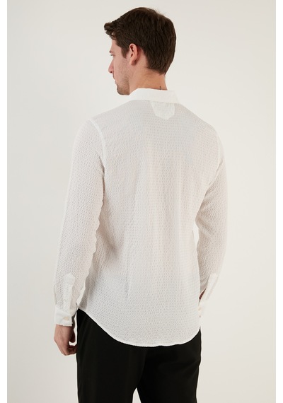 Buratti Pamuklu Çizgili Düğmeli Yaka Uzun Kollu Regular Fit Erkek Gömlek Cf23S112237 Beyaz Buratti Pamuklu Çizgili Düğmeli Yaka Uzun Kollu Regular Fit Erkek Gömlek Cf23S112237 Beyaz