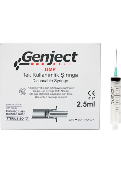 Genject 2,5 CC 3 Parça 21G Yeşil 38 MM 250 ADET