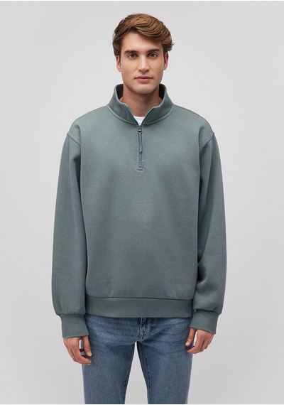 Mavi - Yarı Fermuarlı Yeşil Basic Sweatshirt 0s10278-71577 Yeşil