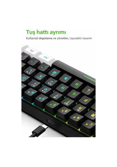 Hadron Mofan Mf1701bw Gaming Mekanik Rgb Klavye Blue Switch - Siyah Beyaz