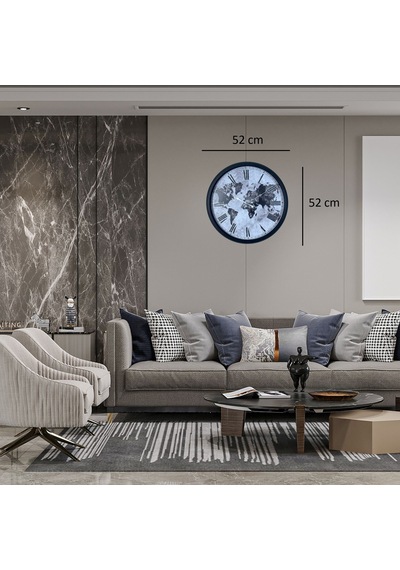 Siyah Atlas Roman 52 X 52 Cm Roman Duvar Saati Diğer