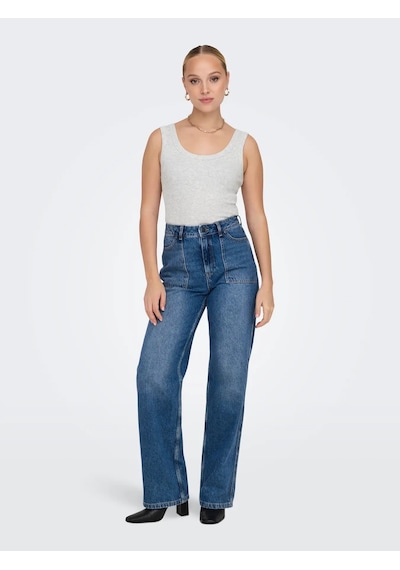 Only Onleasy S/l Tank Top Jrs Kadın Askılı Bluz 15315571 Gri