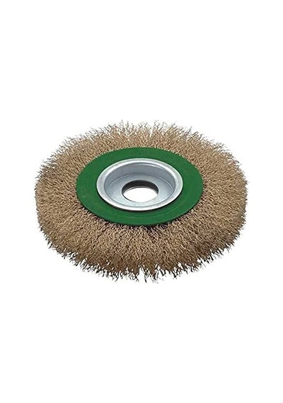 27704 125 Saçaklı Daire Fırça Yeşil Gri Prinç 125 Mm