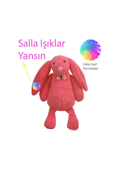 Uyku Arkadaşım Papyonlu Uzun Kulak Bunny Peluş Tavşan 65 Cm Fuşya